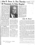 News Clipping - John R. Dover Jr. Dies