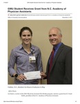 GWU Student Receives Grant from N.C. Academy of Physician Assistants