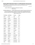 Spring 2013 Semester Dean’s List Recipients Announced