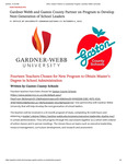 Gardner-Webb and Gaston County Partner on Program to Develop Next Generation of School Leaders by Gaston County Schools