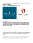 Wake Tech and Gardner-Webb University Officials Announce New Transfer Partnership