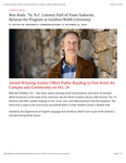 Ron Rash, ’76, N.C. Literary Hall of Fame Inductee, Returns for Program at Gardner-Webb University
