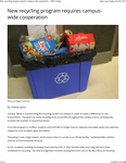 New Recycling Program Requires Campus-Wide Cooperation by Chelsea Sydnor