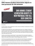 GWU Honors Student Association Adjusts to New Protocols for Fall Semester