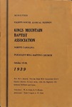 1939 Minutes of the Kings Mountain Baptist Association by Kings Mountain Baptist Association